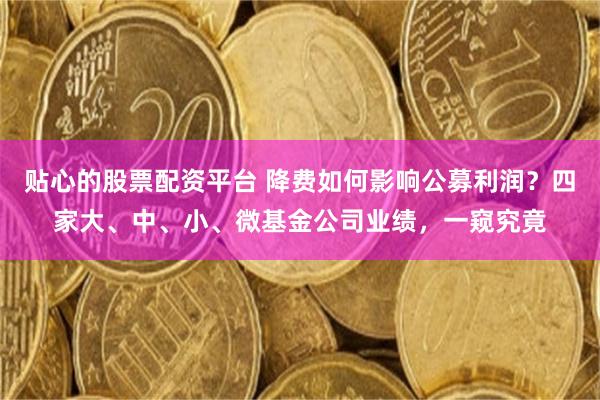 贴心的股票配资平台 降费如何影响公募利润？四家大、中、小、微基金公司业绩，一窥究竟