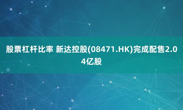 股票杠杆比率 新达控股(08471.HK)完成配售2.04亿股